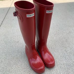 Red Hunter Tall Rain Boots EUC